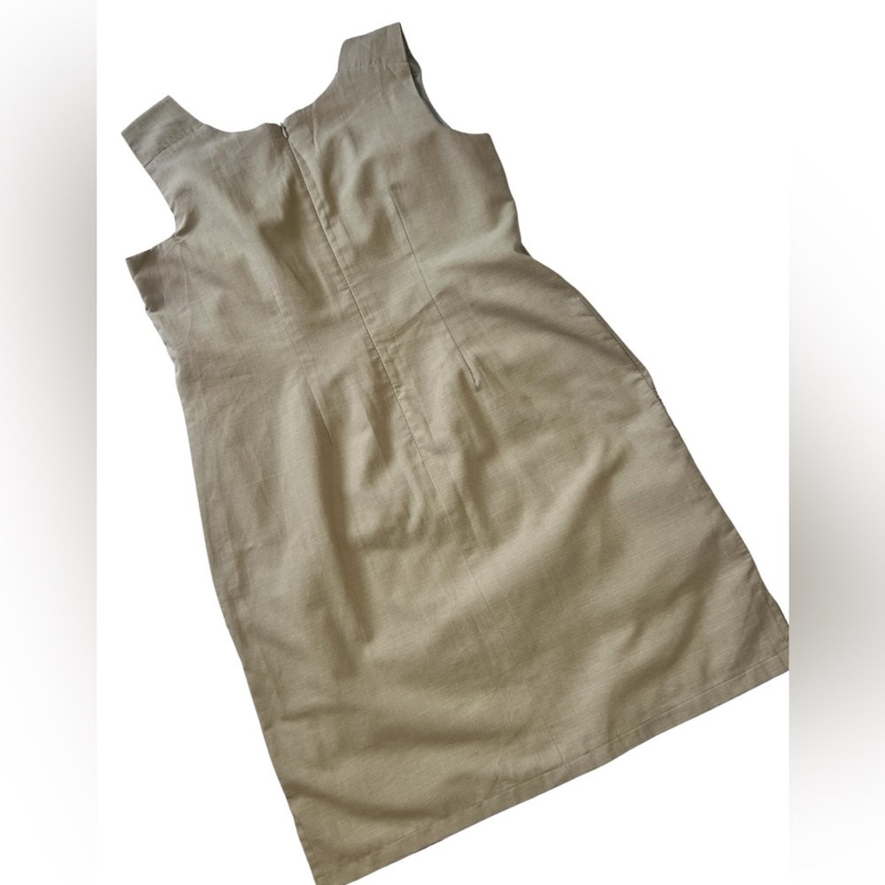 Vintage Mexican Artisan Floral Embroidered Shift Dress Beige Size 36 - Picture 3 of 14